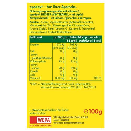Apoday hei&szlig;er Winterapfel Vitamin C Pulver - 2