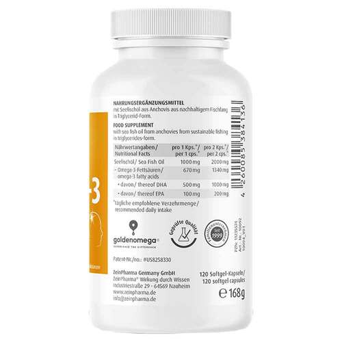 Omega-3 Gold Gehirn DHA 500mg / EPA 100mg Softgelkap - 3