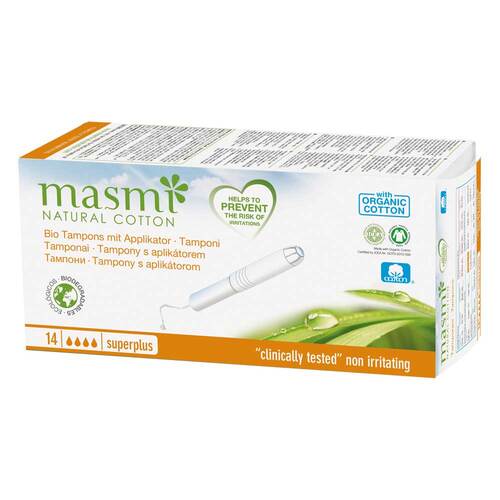 Abbildung: Bio Tampons Super Plus mit Appl.100% Bio Baumwolle Masmi Tampon, 14 St PZN 11286904