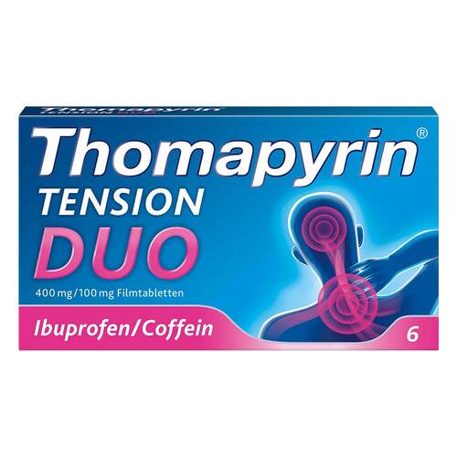 Abbildung: Thomapyrin Tension Duo 400 mg / 100 mg Filmtabletten Filmtabletten, 6 St PZN 12551030