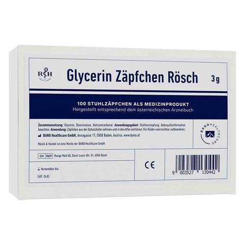 Glycerin Z&auml;pfchen R&ouml;sch 3 g gegen Verstopfung - 1