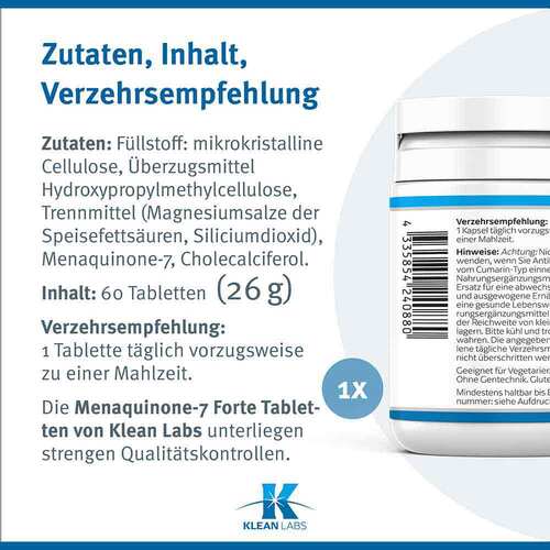 Menaquinone-7 Forte Vitamin K2 180 µg Kapseln - 6