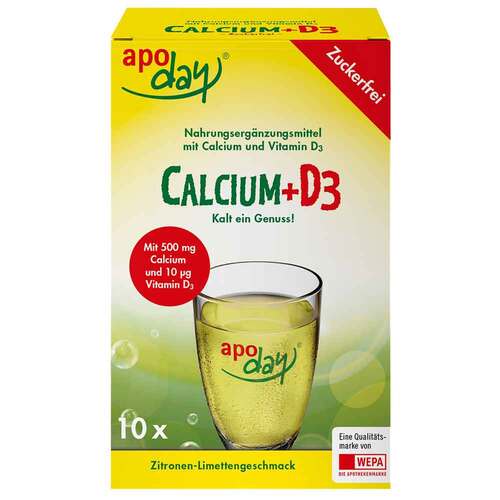 Apoday Calcium + D3 Zitrone-Limette zuckerfrei Pulver  - 1