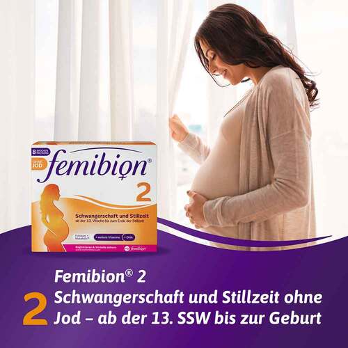 Femibion 2 Schwangerschaft + Stillzeit ohne Jod - 8-Wochen-Packung mit 60 Tabl. u. 60Kapseln - 2