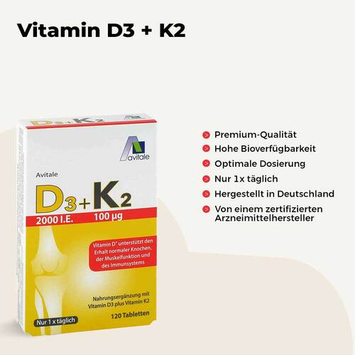 Vitamin D3 + K2 2000 I.E. Tabletten - 2