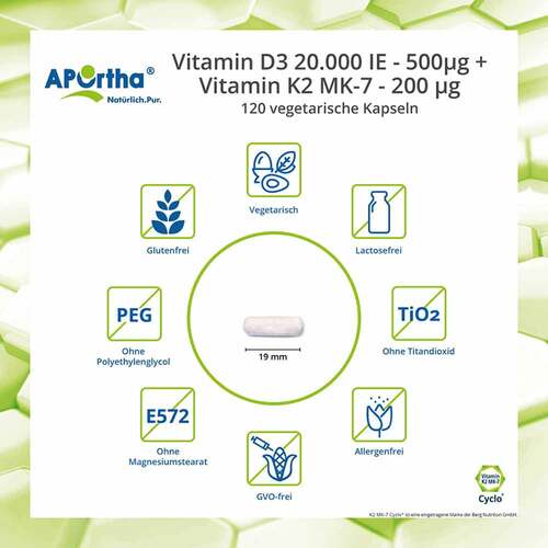 Vitamin D3 20.000 I.E. + K2 200mg mit Quinoapulv.Kapseln  - 3