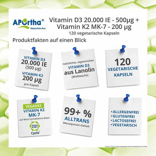 Vitamin D3 20.000 I.E. + K2 200mg mit Quinoapulv.Kapseln  - 4