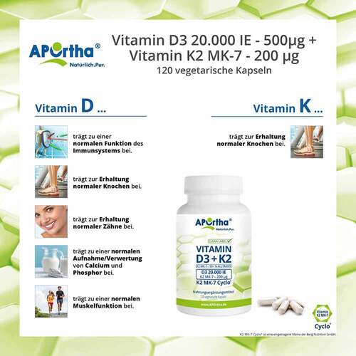 Vitamin D3 20.000 I.E. + K2 200mg mit Quinoapulv.Kapseln  - 5