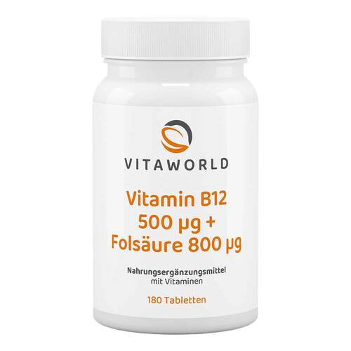 Vitamin B12 500 µg + Fols&auml;ure 800 µg Tabletten - 1