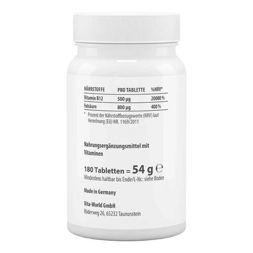 Vitamin B12 500 µg + Fols&auml;ure 800 µg Tabletten - 2