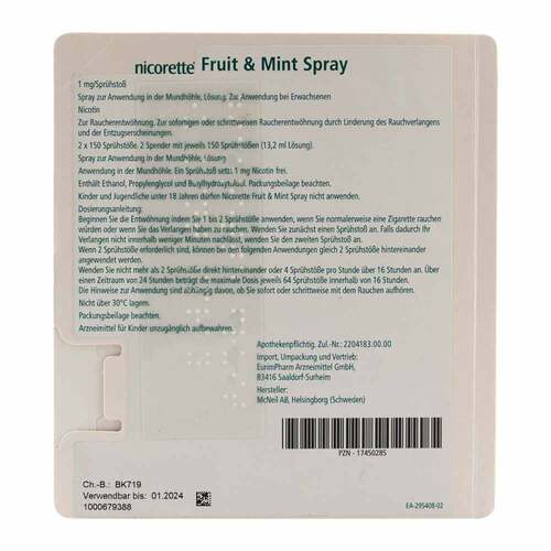 Nicorette Fruit &amp; Mint Spray 1 mg / Spr&uuml;hsto&szlig; - 3