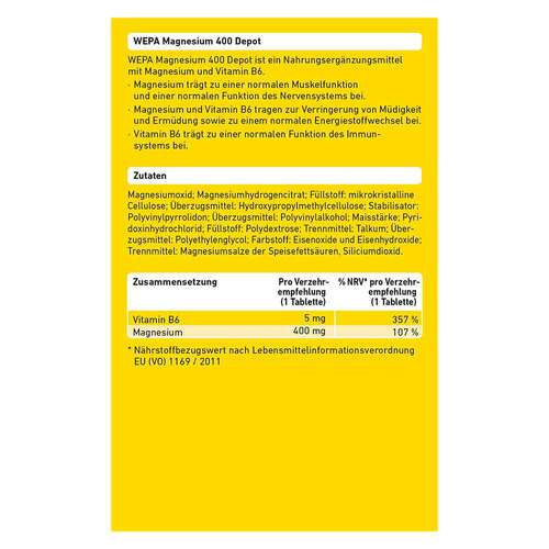 Wepa Magnesium 400 Depot + B6 Tabletten - 3