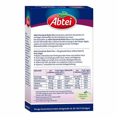 Abtei Kieselerde Biotin Plus Tabletten Titandioxidfrei - 2