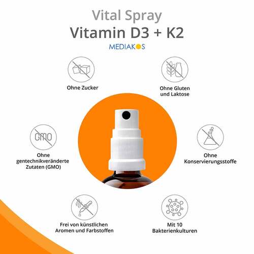 Vitamin D3 + K2 4000 I.E. 60 µg Mediakos Vital Spray - 3