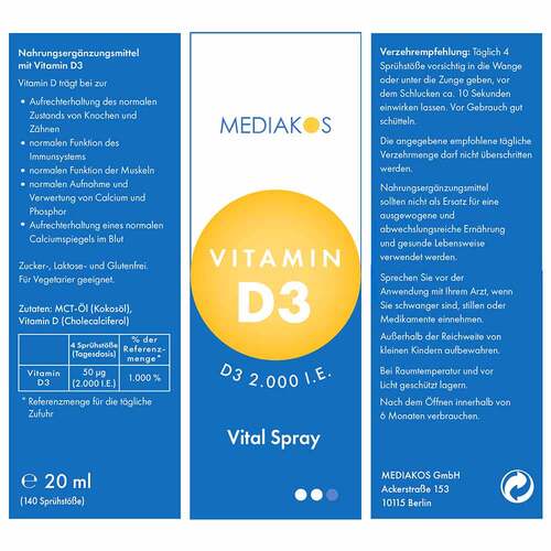 Vitamin D3 2000 I.E. Mediakos Vital Spray - 3