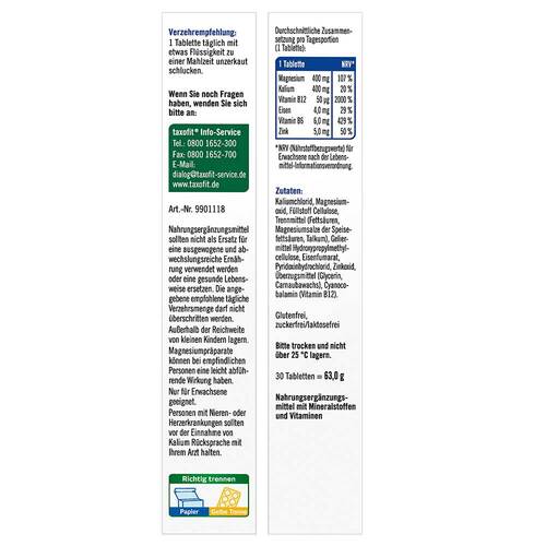 Taxofit Magnesium 400 + Kalium Depot Tabletten - 9