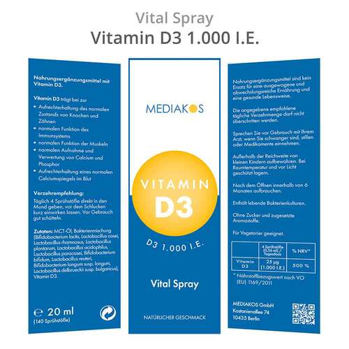 Vitamin D3 1000 I.E. Mediakos Vital Spray - 3