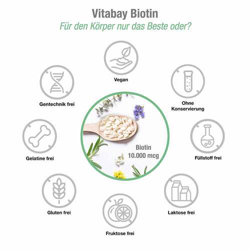 Biotin 10.000 µg Vit B7 Haut Haare N&auml;gel vegan Tab - 2