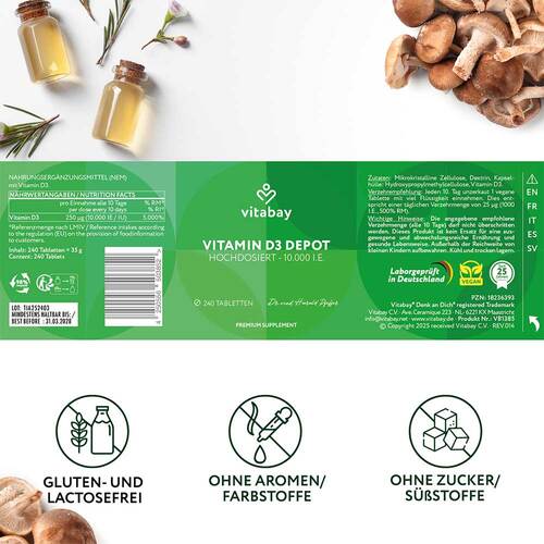 Vitamin D3 Depot 10.000 I.E. Cholecalciferol vegetarische Tabletten - 2