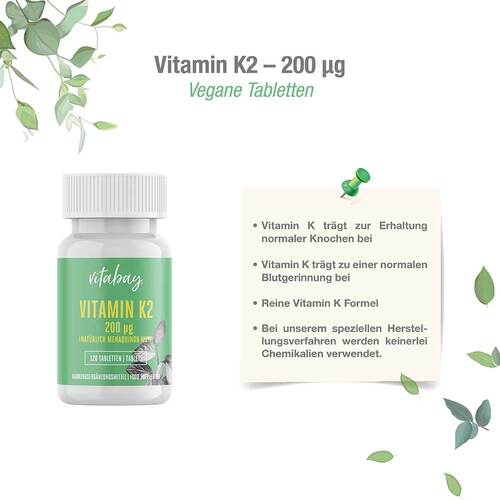 Vitamin K2 200 µg MK-7 vegan hochdosiert Tabletten - 3