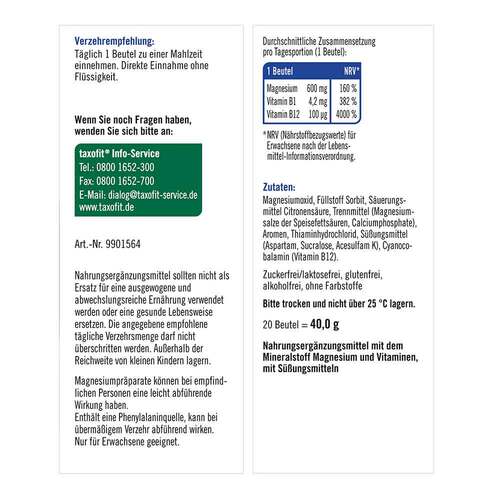 Taxofit Magnesium 600 + B12 Direkt Granulat - 9