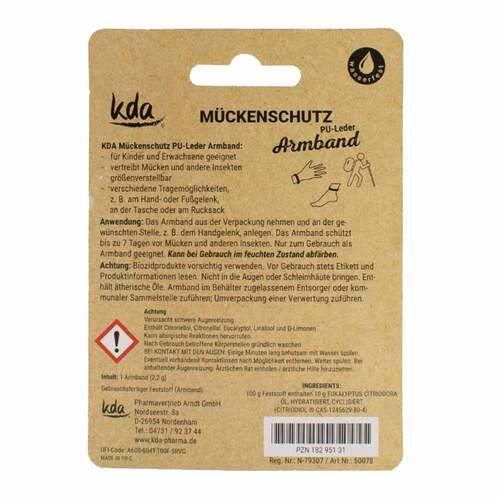 M&uuml;ckenschutz Armband PU-Leder grau KDA - 2