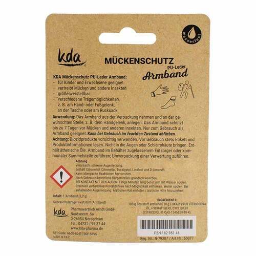 M&uuml;ckenschutz Armband PU-Leder mischgrau KDA - 2