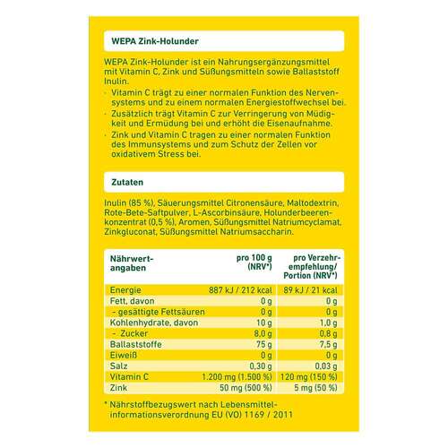 Wepa Zink Holunder + Vitamin C + Zink zuckerfrei Pulver - 4