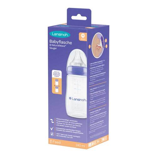 Lansinoh Naturalwave Babyflasche 240ml &amp; Sauger M - 1