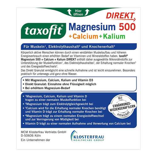 Taxofit Magnesium 500 + Calcium + Kalium Direkt Granulat - 8