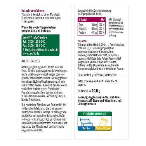 Taxofit Eisen + Vitamin C Direkt Granulat - 9