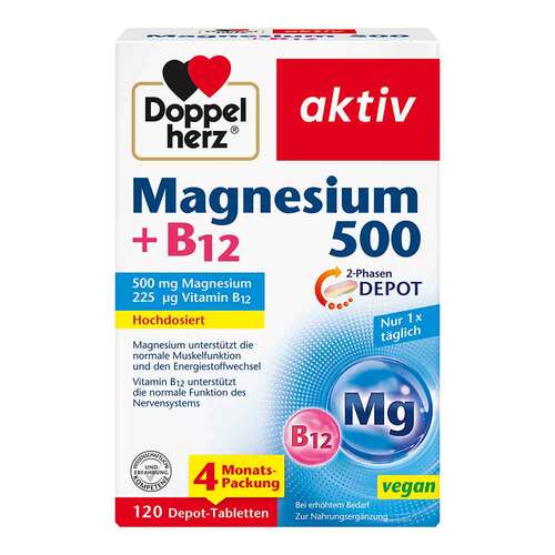 Doppelherz Magnesium 500 + B12 2-Phasen Depot Tabletten  - 1