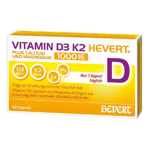 Vitamin D3 K2 Hevert + Calcium und Magnesium 1000 IE Kapseln - 1