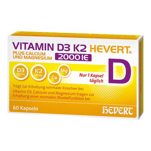 Vitamin D3 K2 Hevert + Calcium und Magnesium 2000 IE Kapseln - 1