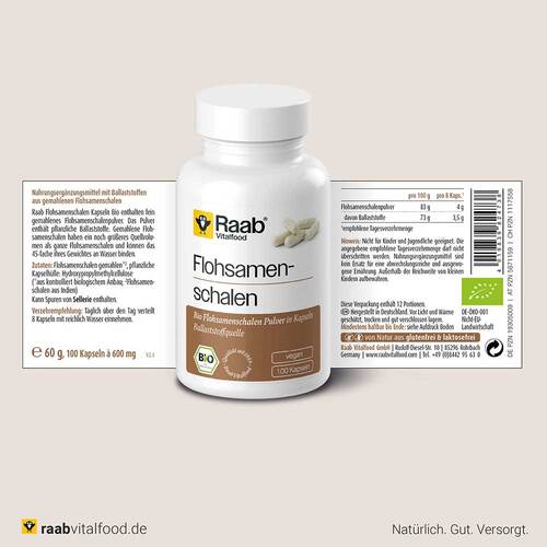 Raab Vitalfood Flohsamenschalen Bio Kapseln - 2
