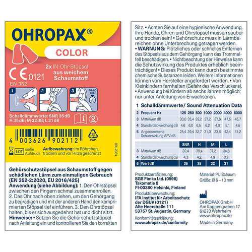 Ohropax color Schaumstoff In-Ohr St&ouml;psel - 7