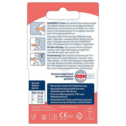 Ohropax color Schaumstoff In-Ohr St&ouml;psel - 7