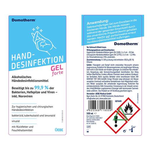 Domotherm Hand-Desinfektions-Gel forte ohne Pump. - 2