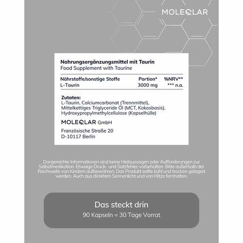 Moleqlar Taurin high Dose L-Taurine Kapseln - 3