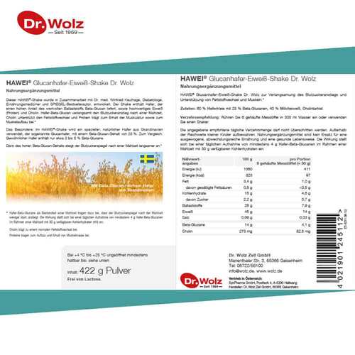 Hawei Glucanhafer-Eiweiß-Shake natur Pulver - 3