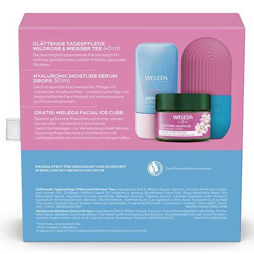 Weleda Geschenkset Gl&auml;ttende Tagespflege u. Hyaluronic Serum Drops - 3