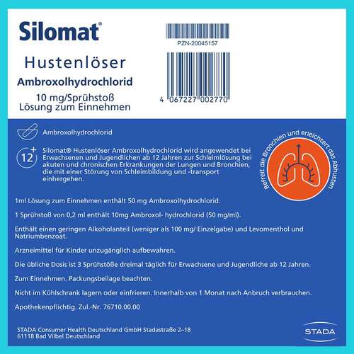 Silomat Hustenlöser Ambroxol 10mg / Sprü.Lösung zum Einnehmen - 9