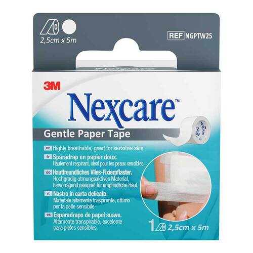 Nexcare Gentle Paper Tape 2,5 cmx5 m weiß Rolle - 1
