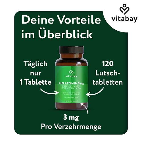 Melatonin Hochdosiert 3 mg + Vitamin B6 vegan Lut. - 4