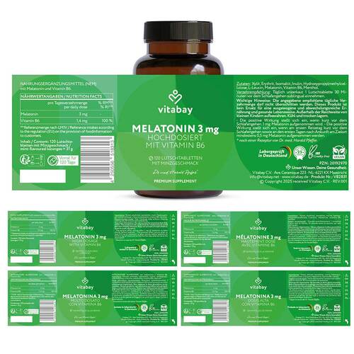 Melatonin Hochdosiert 3 mg + Vitamin B6 vegan Lut. - 8