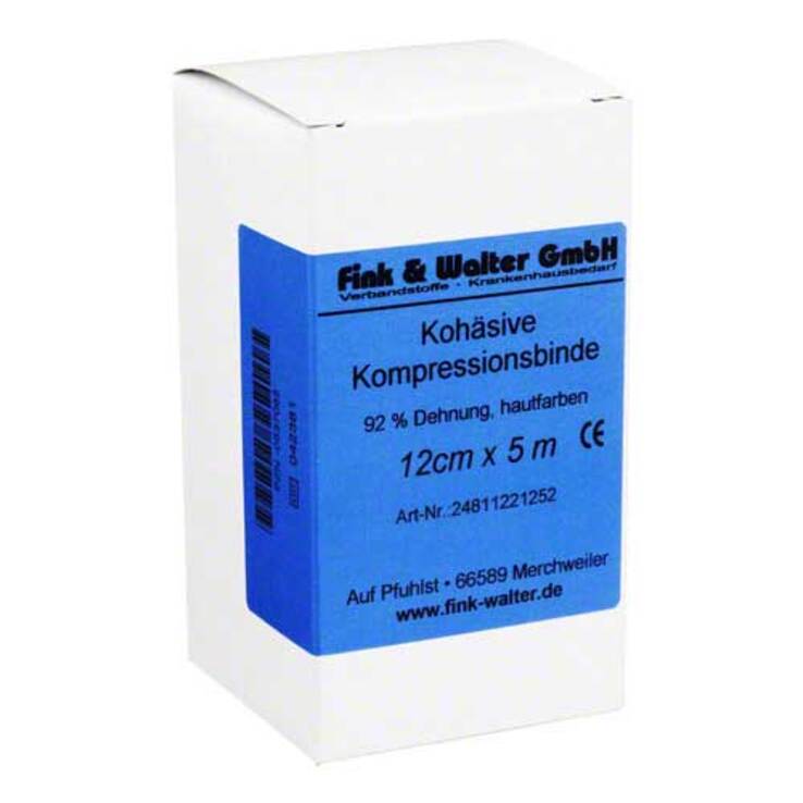 Kompressions Binde 12cmx5m kohäsiv mit kurzem Zug 1 St