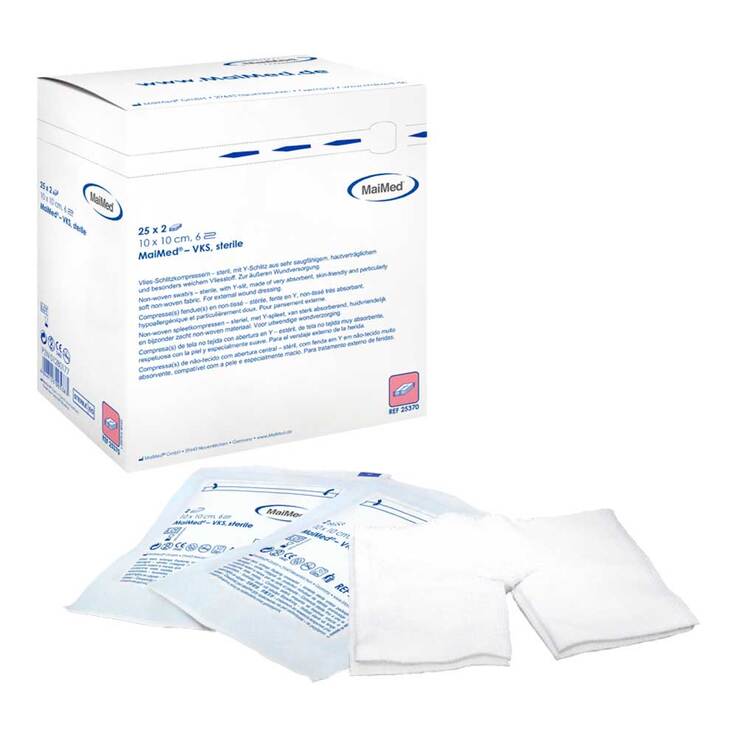 Vlies-Schlitzkompressen 10x10 cm steril 6fach - 1