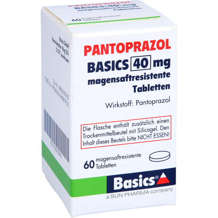 Pantoprazol Basics 40 mg magensaftresistent Tabletten 60 St auf E
