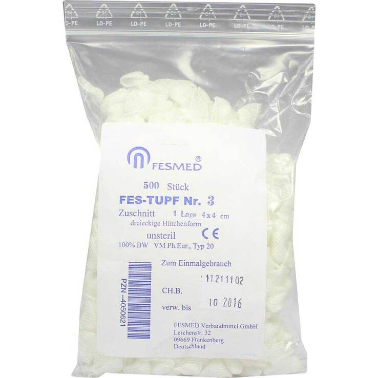 Mulltupfer Fes Tupf Nr.3 uns Tupfer Inhalt: 500 St