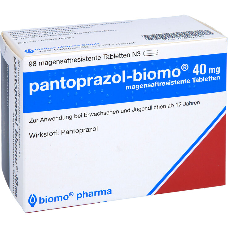 Pantoprazol biomo 40 mg magensaftresistent Tabletten 98 St auf E-Rezept